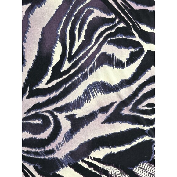 Chico's Sz 2 Rhinestone Neck Line Animal Print Purple Black Blouse Shirt Top - Picture 5 of 7